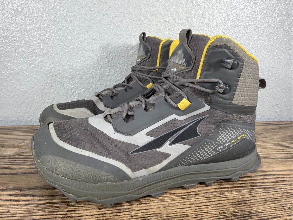 Altra Lone Peak All-Weather Mid Waterproof Hiking Boot Shoe Size 9 Men Gray